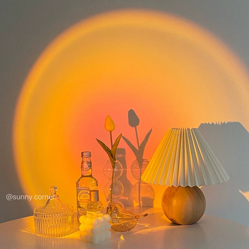 Instagram Mesh Red Sun Light Rainbow Sun Light Projection Lamp Bedroom Small Night Lamp Sunset Light Photo Ambience Light