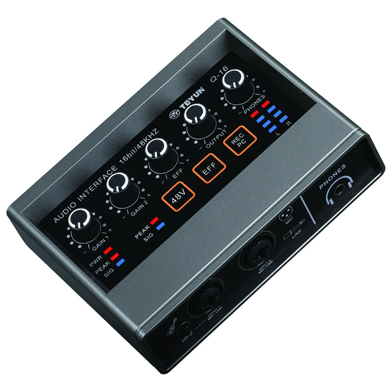 TEYUN Q-16 Sound Mixer Audio Professional Card Channel Monitoring Electric Guitar Live Recording For Studio Interface Singing DJ