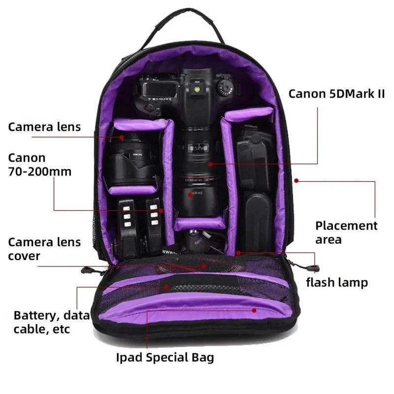 Multi-functional Outdoor Camera Backpack Video Digital Shoulder Camera Bag Waterproof Camera Photo Bag Case for DSLR Sony